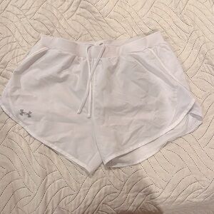 Womens white Under Armour athletic shorts